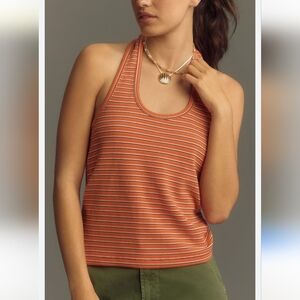 Anthropologie NWT Pilcro Scoop Halter Tank Orange Striped Size XL